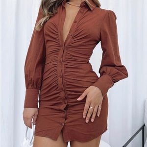 Not So Subtle Mini Dress Chocolate